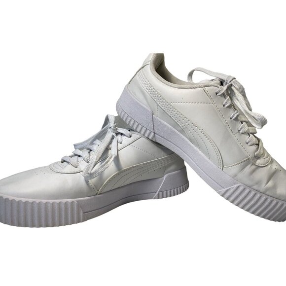 Puma Carina White Casual Sneakers Shoes Low Top Minimalist 374106-01 Womens 8.5 - Picture 5 of 9